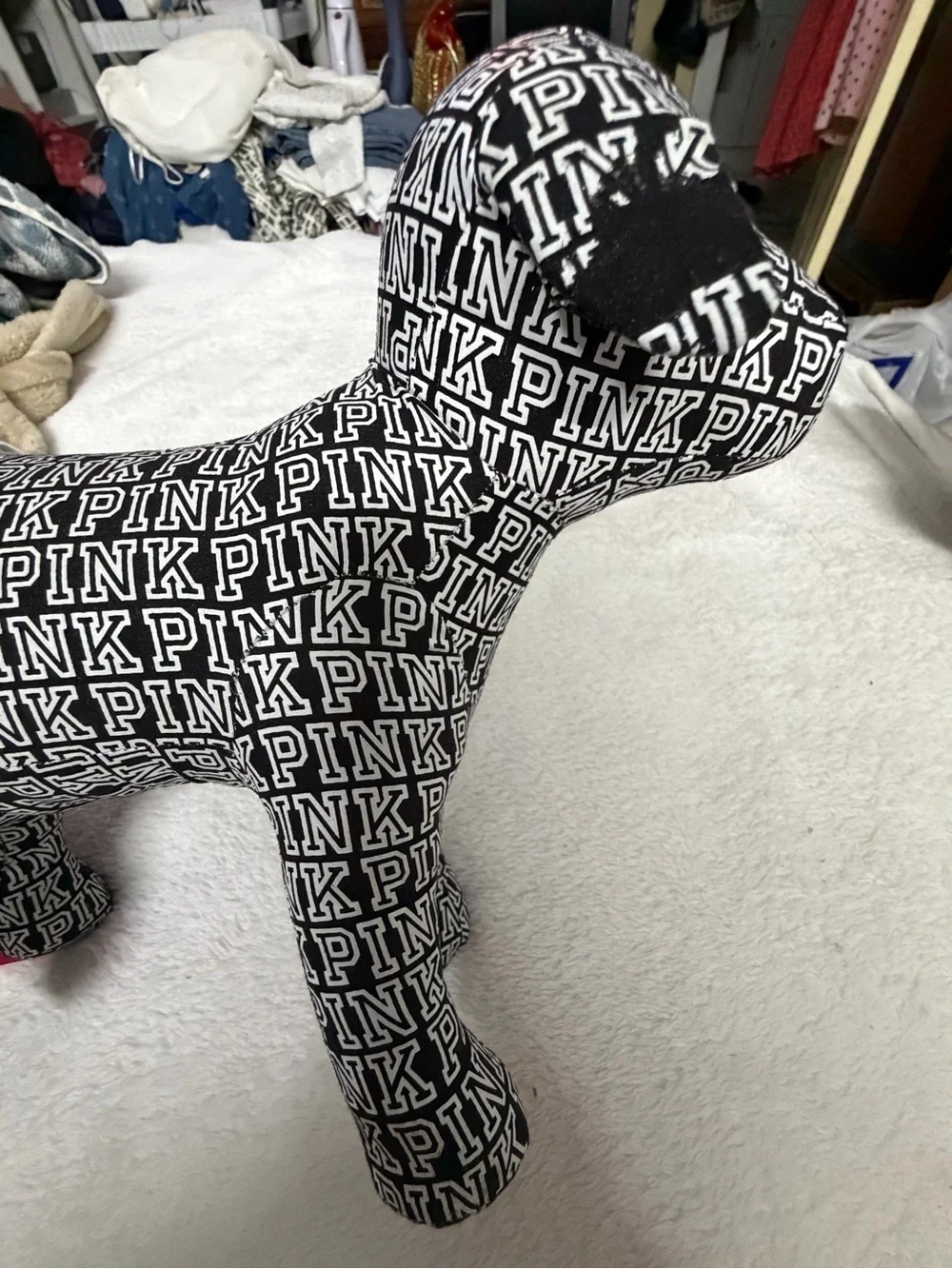 PINK Victoria's Secret Black & White Logo Dog Pillow